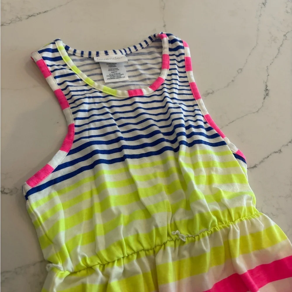 Striped Maxi Dress in Pink, Yellow, and Blue